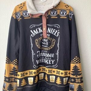 Vintage Jack Daniel's Men’s Large Christmas Print Half-Zip Stand Collar Sweater